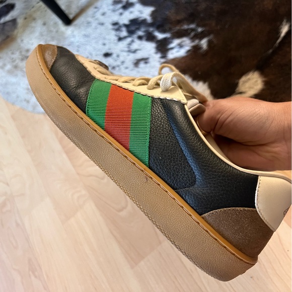 GUCCI‎ G74 Web Low Black Lace Up Sneakers Gucci size 7.5 - Picture 3 of 10